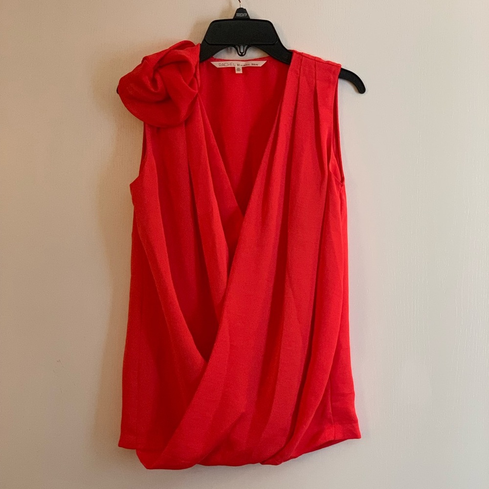 Coral Rachel Roy Surplice Sleeveless Blouse-XS